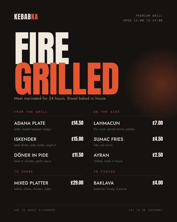 Premium kebab print menu design