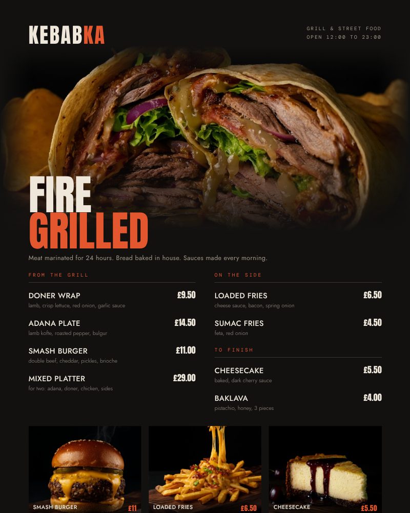 Kebabka menu A4
